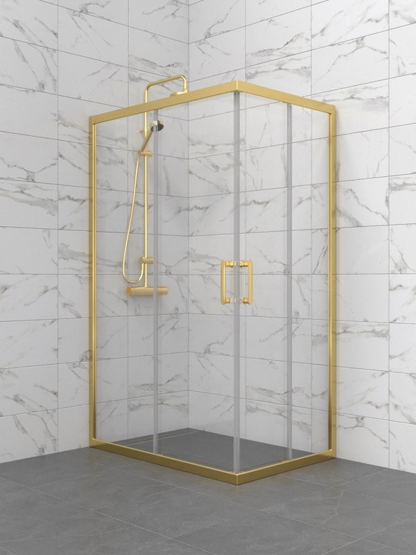 Душевой уголок Triton Фикс 120x80 см, без поддона, профиль матовое золото