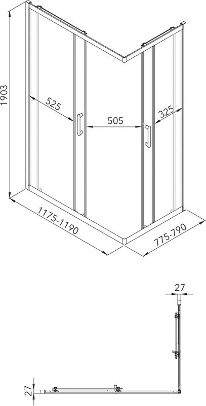 Душевой уголок Triton Фикс 120x80 см, без поддона, профиль матовое золото