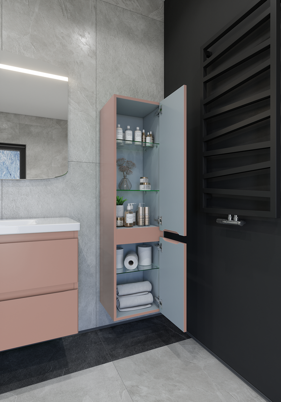 Шкаф-пенал для ванной Caprigo Forte 35 R пудра