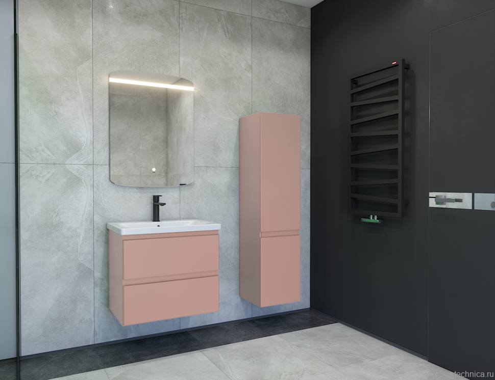 Шкаф-пенал для ванной Caprigo Forte 35 R пудра