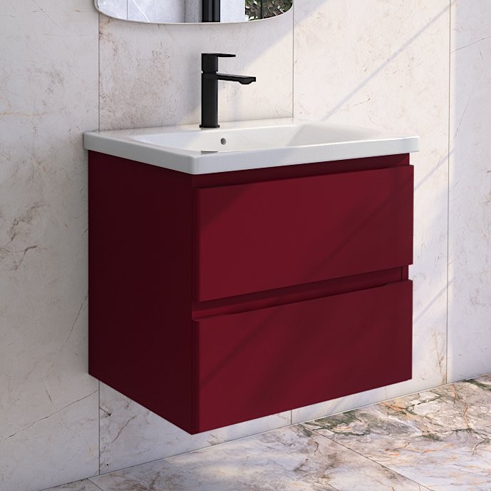 Тумба с раковиной Caprigo Forte 65 подвесная, бордовая