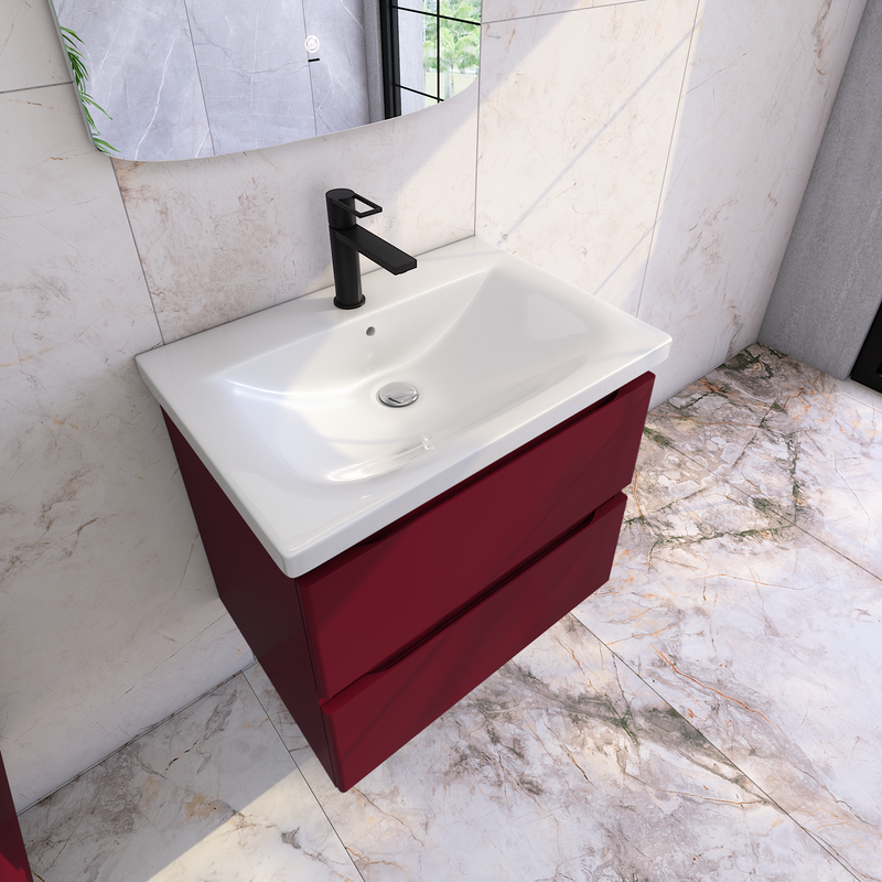 Тумба с раковиной Caprigo Forte 65 подвесная, бордовая