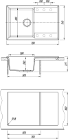 Комплект Мойка Florentina Тоскана 780 черная + Смеситель Мира FL черный