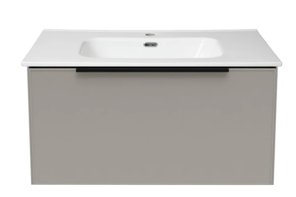Тумба с раковиной La Fenice Simpla Cappuccino 80 бежевая, раковина La Fenice Terra 81