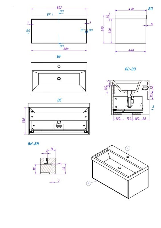Тумба с раковиной La Fenice Simpla Cappuccino 80 бежевая, раковина La Fenice Terra 81
