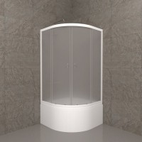 Душевой уголок Triton Вельвет Б 90х90 см, с поддоном, профиль матовый белый, стекло матовое