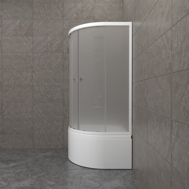 Душевой уголок Triton Вельвет Б 90х90 см, с поддоном, профиль матовый белый, стекло матовое