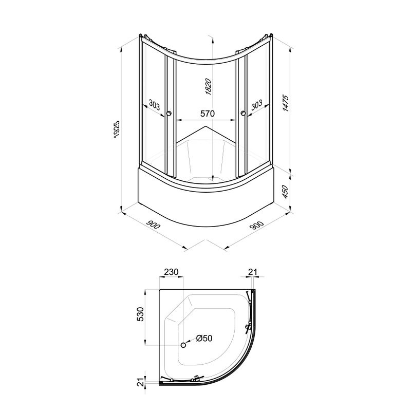 Душевой уголок Triton Вельвет Б 90х90 см, с поддоном, профиль матовый белый, стекло матовое