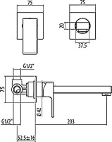 Смеситель для раковины Gattoni Kubik 2537/25C0 С ВНУТРЕННЕЙ ЧАСТЬЮ