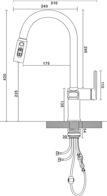 Смеситель для кухни ESKO K15 LED хром