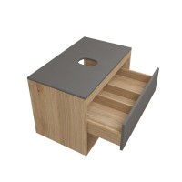 Тумба с раковиной Teymi Ritta 75 дуб эврика, матовый графит, раковина Iva 52