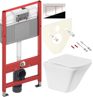 Комплект Унитаз подвесной BelBagno Marmi + Крышка BB052SC с микролифтом + Инсталляция TECE Now 9400412 4 в 1 с кнопкой смыва