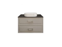 Тумба под раковину со столешницей La Fenice Cubo Twin 90 подвесная, cappuccino , бежевая матовая, столешница черный мрамор