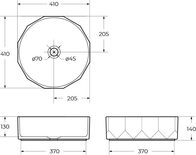 Накладная раковина BelBagno BB1409H301 41 черная