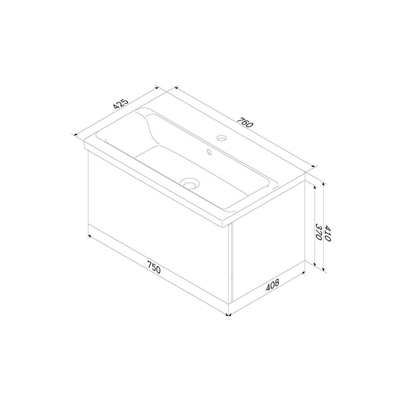 Мебель для ванной комнаты AM.PM Gem 75 белый глянец, с 1 ящиком