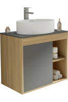 Тумба с раковиной Teymi Nura 70 дуб эврика, матовый графит, раковина Lori 50