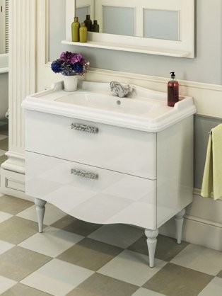 Тумба с раковиной Comforty Монако 100 напольная, белый глянец