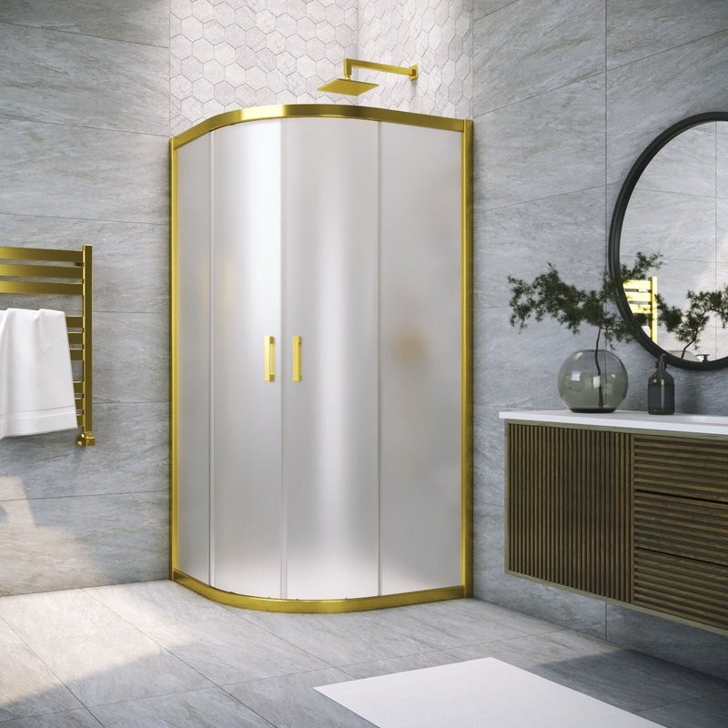 Душевой уголок Vegas Glass ZS Tur Novo h1900 90 09 10 профиль золото, стекло сатин