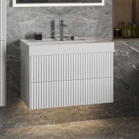 Тумба с раковиной Belux Сиртаки 85 подвесная, белая глянцевая