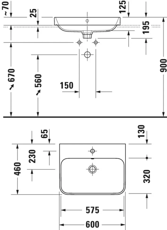 Раковина Duravit Happy D.2 Plus 2360601300 60 см, черная