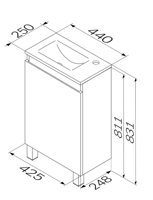 Тумба под раковину без столешницы AM.PM X-Joy 45, напольная, белый глянец