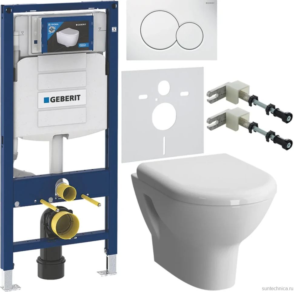 Комплект Унитаз подвесной VitrA Zentrum 55795B003-0075 + Крышка 94-003-009 с микролифтом, петли хром + Инсталляция Geberit Duofix UP 320 111.300.00.5 + Кнопка Sigma 01 115.770.11.5 белая + Крепления 111.815.00.1 к стене + Звукоизоляция