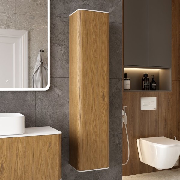 Шкаф пенал для ванной STWORKI Ноттвиль 33, дуб верона