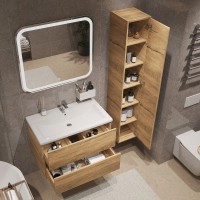 Мебель для ванной комнаты SanStar Siva 80 подвесная, дуб вотан, раковина Como