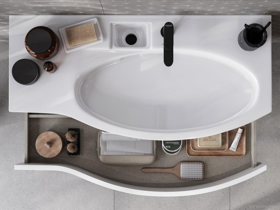 Мебель для ванной комнаты KERAMA MARAZZI Riva 100, правая подвесная, белая матовая
