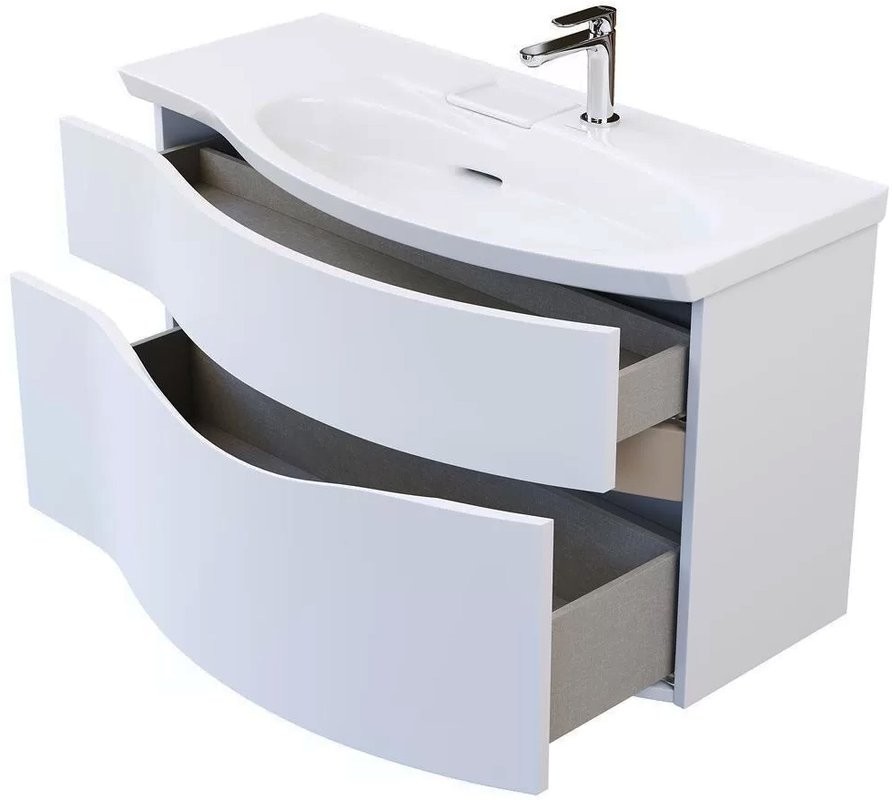 Мебель для ванной комнаты KERAMA MARAZZI Riva 100, правая подвесная, белая матовая