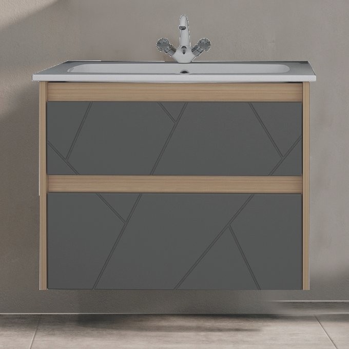 Тумба под раковину без столешницы ASB-Mebel Диана 60 серая, дуб янтарный