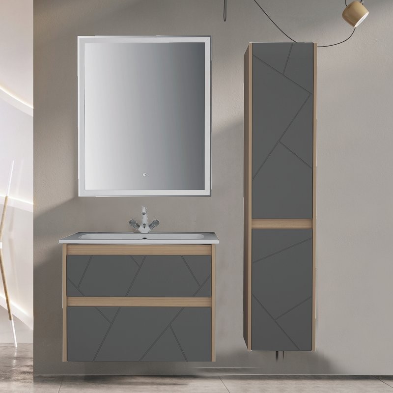 Тумба под раковину без столешницы ASB-Mebel Диана 60 серая, дуб янтарный