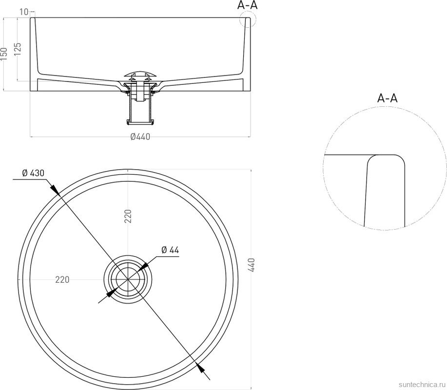 Накладная раковина Salini Armonia 02 130112SM