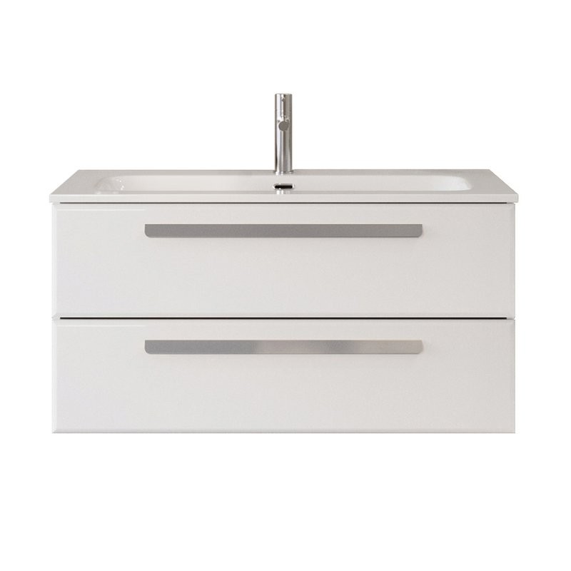 Тумба под раковину без столешницы Cezares Eco Cer-N 100 bianco lucido, ручки серые