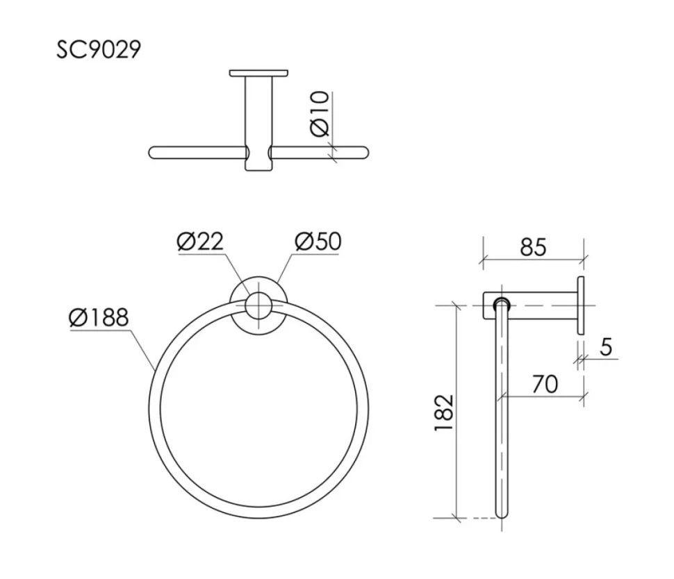Держатель для полотенец Sancos Base SC9029GG вороненая сталь, кольцо