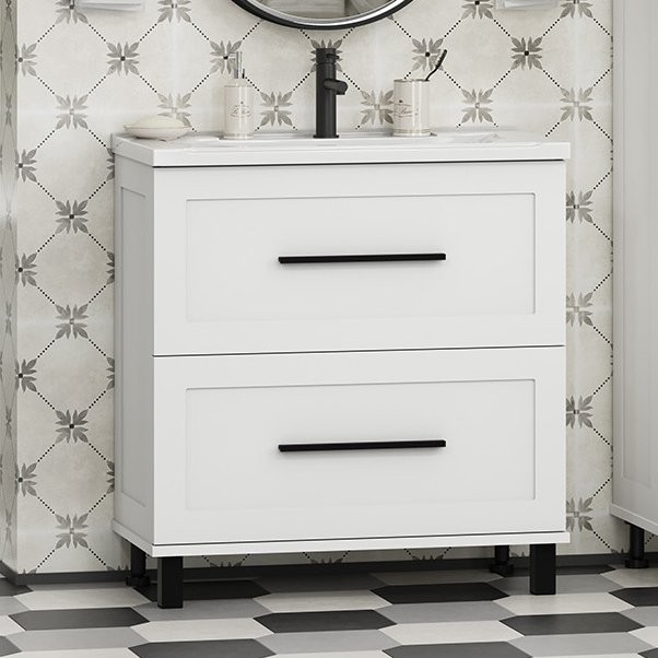 Тумба с раковиной Misty Модерн 80 напольная, матовая белая