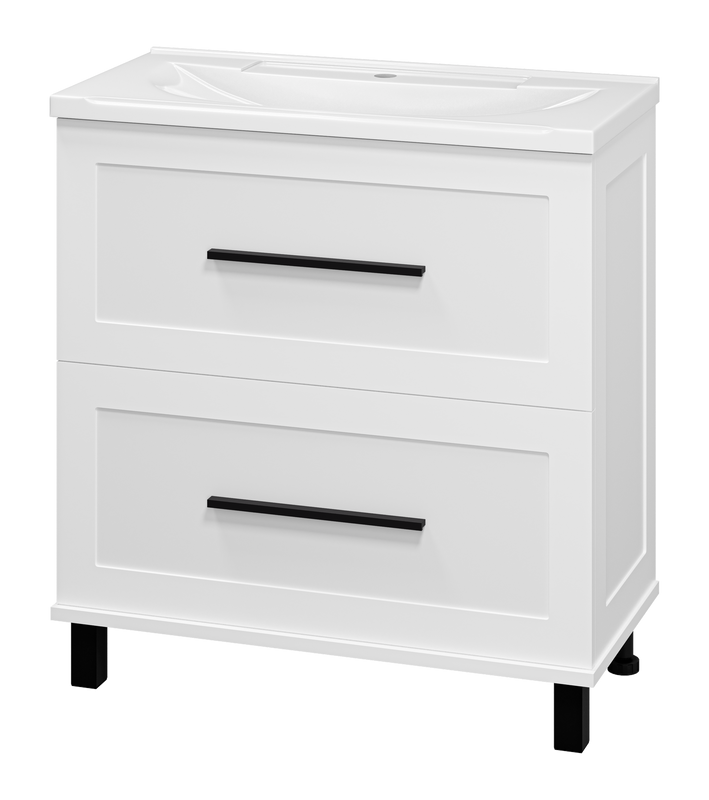 Тумба с раковиной Misty Модерн 80 напольная, матовая белая