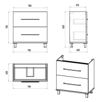 Тумба с раковиной Misty Модерн 80 напольная, матовая белая