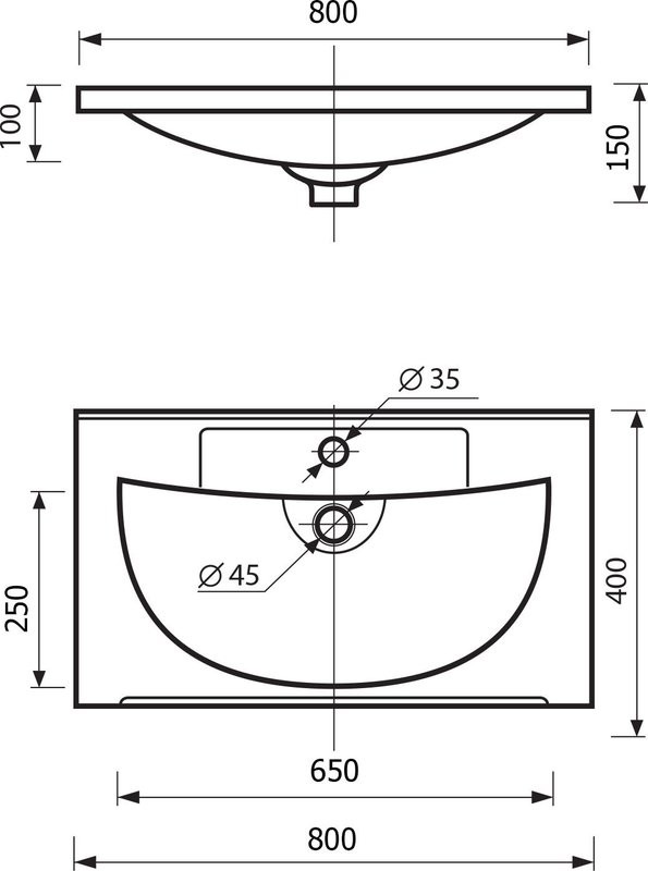 Тумба с раковиной Misty Модерн 80 напольная, матовая белая
