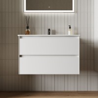 Тумба с раковиной Sancos Cento 80 см белый глянец