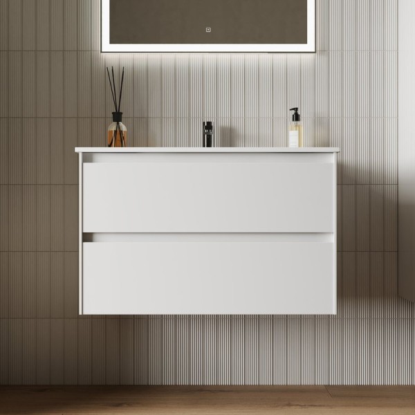 Тумба с раковиной Sancos Cento 80 см белый глянец