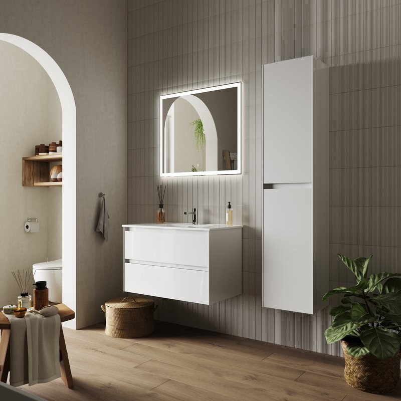 Тумба с раковиной Sancos Cento 80 см белый глянец