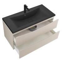 Тумба с раковиной BelBagno Marino 100 подвесная, crema opaco, черная раковина