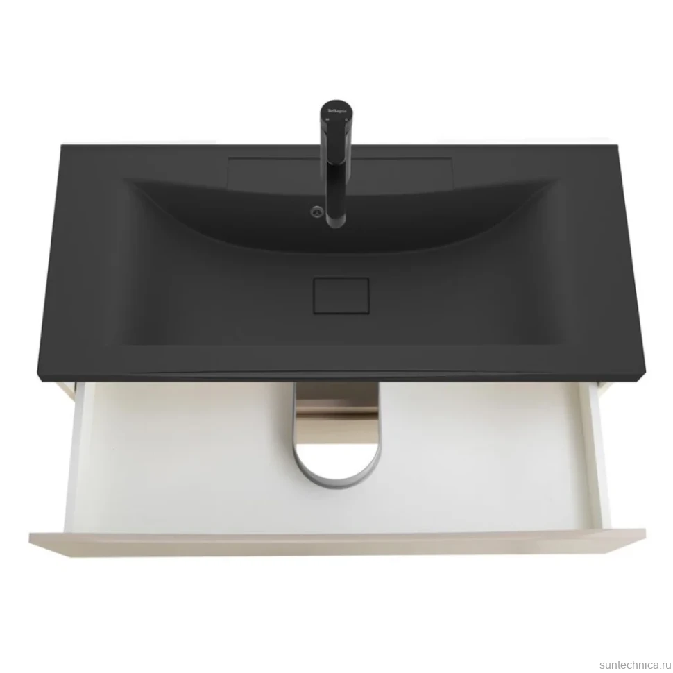 Тумба с раковиной BelBagno Marino 100 подвесная, crema opaco, черная раковина