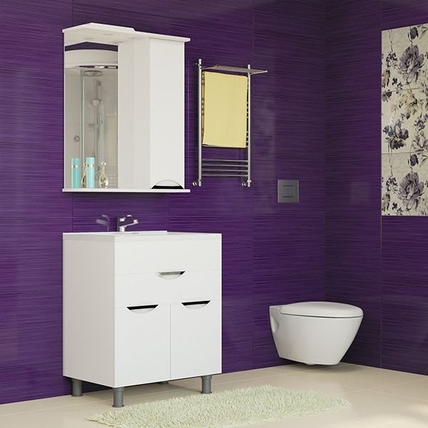 Зеркало Mixline Этьен 65 правое с подсветкой, белое