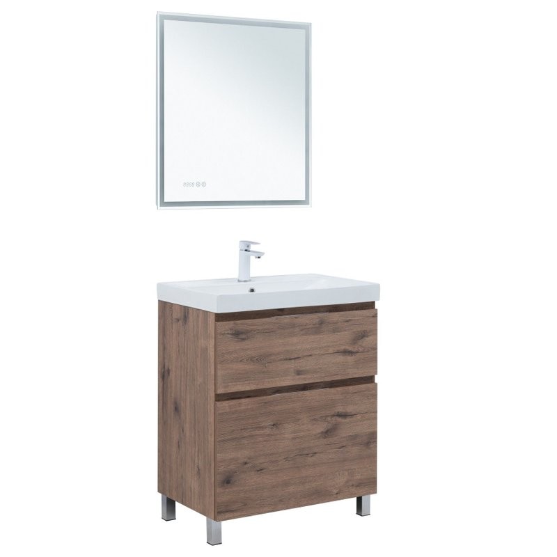 Тумба под раковину Aquanet Алвита New 70 напольная, дуб веллингтон табак