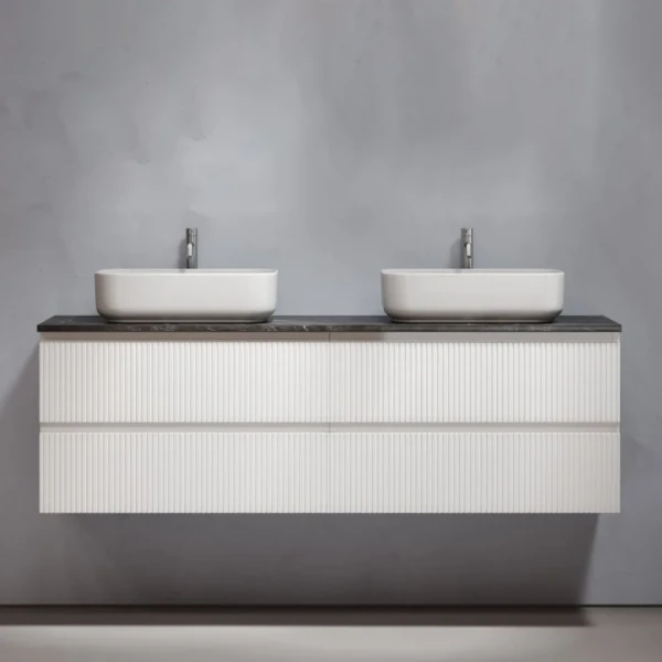 Тумба с раковиной Sancos Snob T 160 bianco, столешница черный мрамор TT160A1X, раковина CN5043