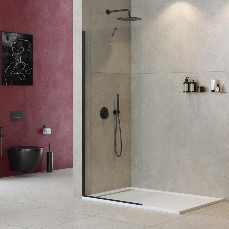 Душевая перегородка Cezares Liberta L-1-TB-105-C-NERO профиль черный, стекло прозрачное