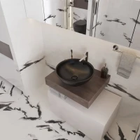 Мебель для ванной комнаты VitrA Ольборг 80: столешница 60, без отверстий, дуб карпентер +  тумба 80