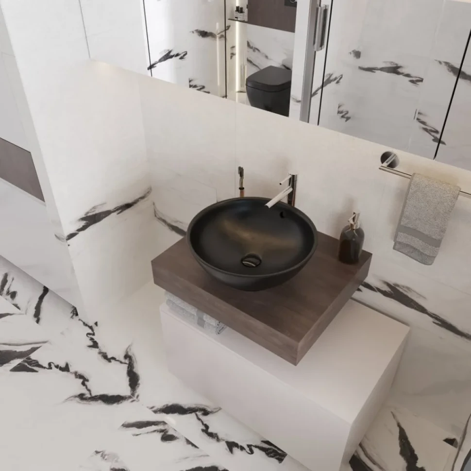Мебель для ванной комнаты VitrA Ольборг 80: столешница 60, без отверстий, дуб карпентер +  тумба 80